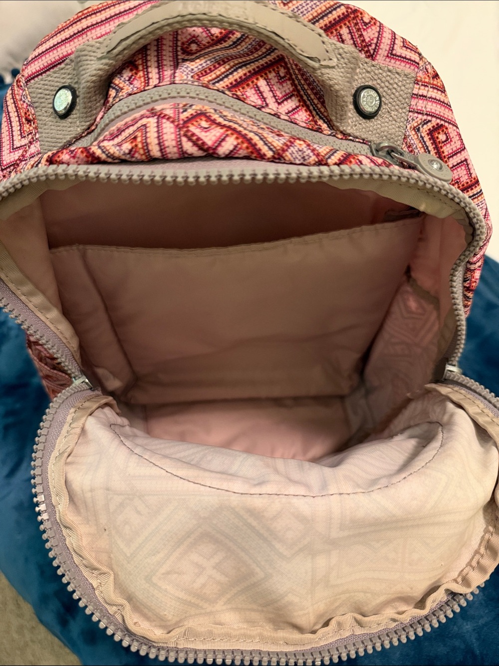 Kipling Mini Backpack in Pink Geometric Pattern - Picture 2 of 3
